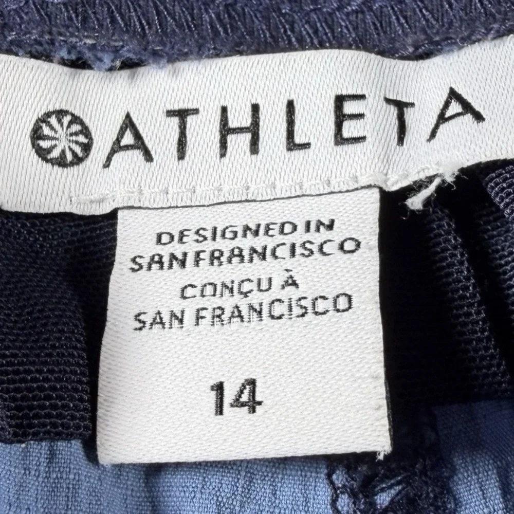 Athleta Trekkie North Jogger Size 14 Blue Floral Jacquard Stretch Hiking Pant - Picture 2 of 7
